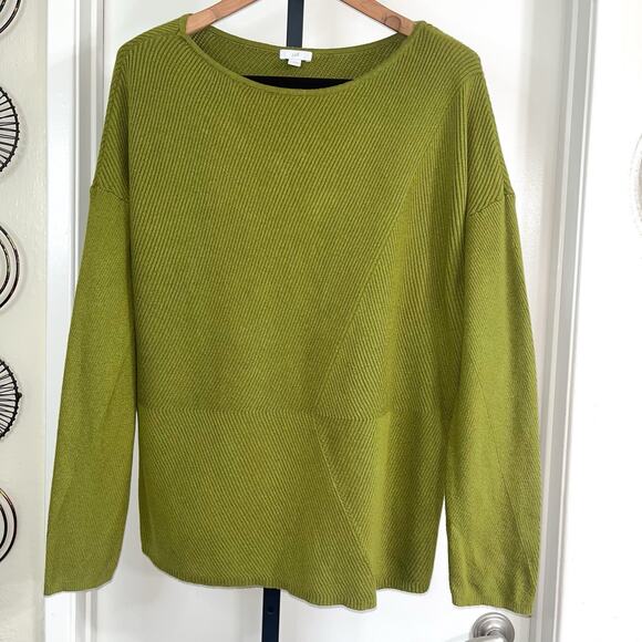 J Jill Womens Textured Boat Neck Sweater - Green, Size XL - Picture 2 of 7